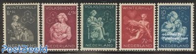 Kavel 10 Serie winterhulp Nederland 1944 423-427, Verzenden, Na 1940, Postfris