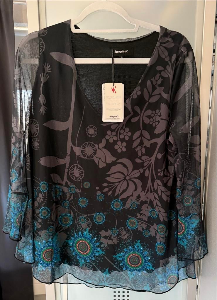 Desigual Tuniek XL - Zwart met kleurrijke print, Ophalen of Verzenden, Nieuw, Maat 46/48 (XL) of groter, Zwart