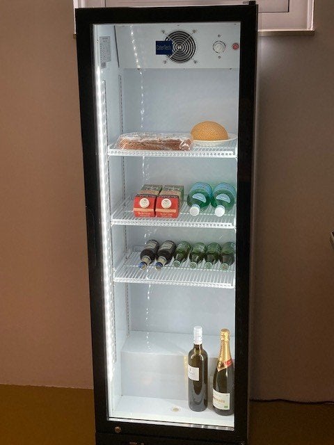 Professionele Glasdeur koelkast, merk CaterTech CT 375, Ophalen, Wit, 50 tot 100 cm, Zo goed als nieuw