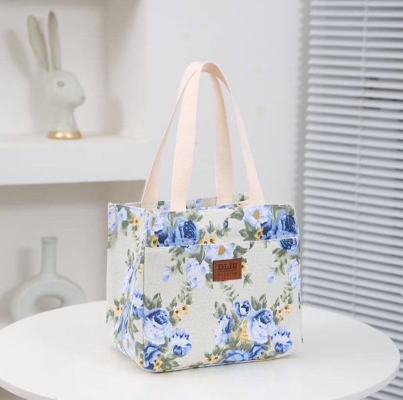 Geïsoleerde Blauwe Bloemen Koeltas / Lunchtas / Picknicktas, Ophalen of Verzenden, Nieuw, Blauw