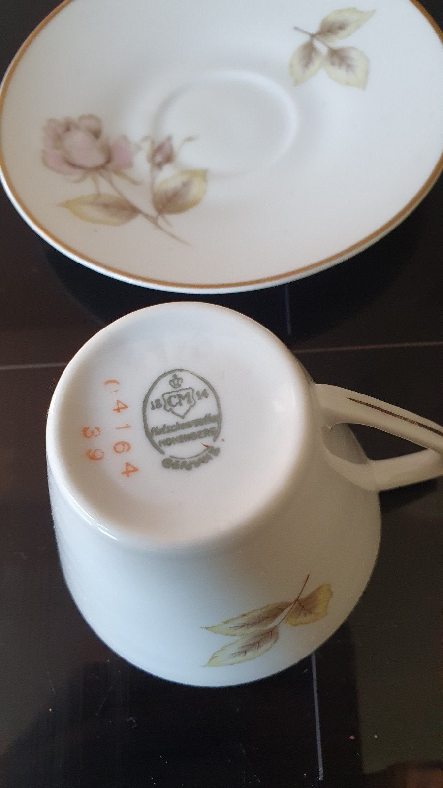 Vintage Arzberg Hohenberg theekopje met schotel, rozenmotief, Ophalen of Verzenden