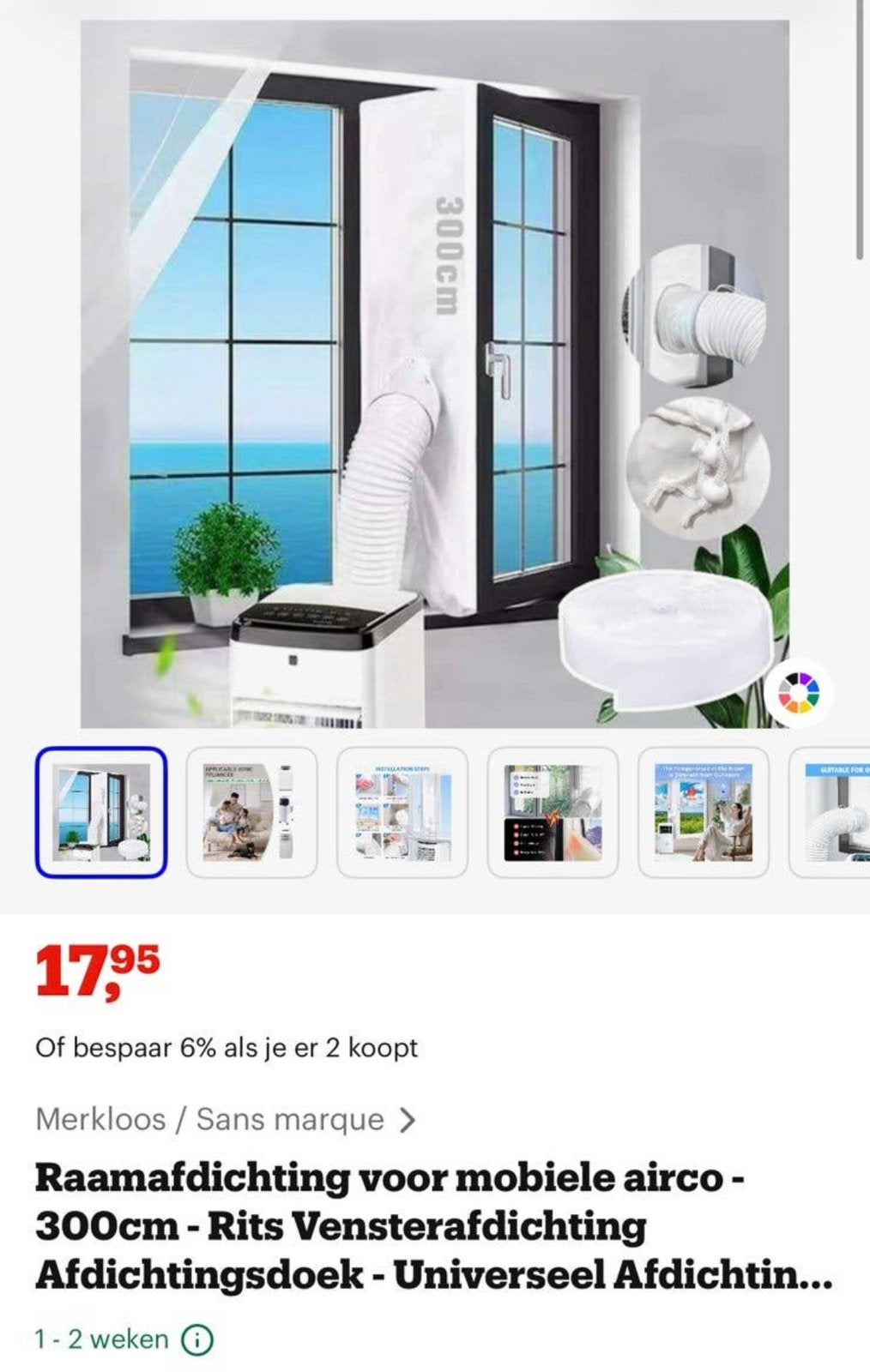 Raamafdichting airco 300 cm, Witgoed en Apparatuur, Ophalen of Verzenden, Nieuw