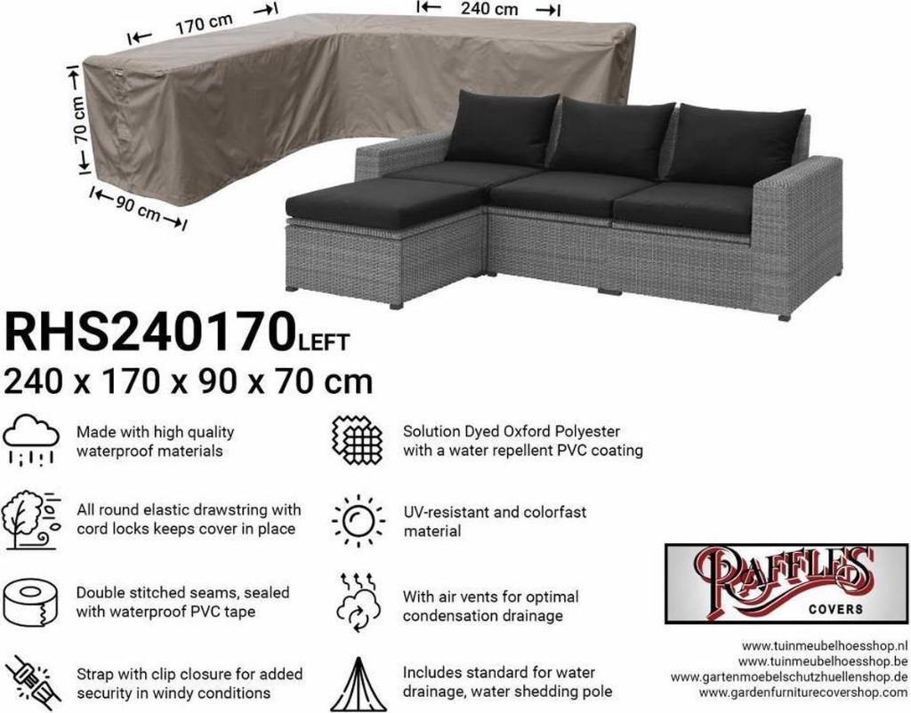 Afdekhoes Loungeset hoekbank (links) 240 x 170 x 90 H: 70 cm, Tuin en Terras, Tuinsets en Loungesets, Ophalen, Bank, Zo goed als nieuw
