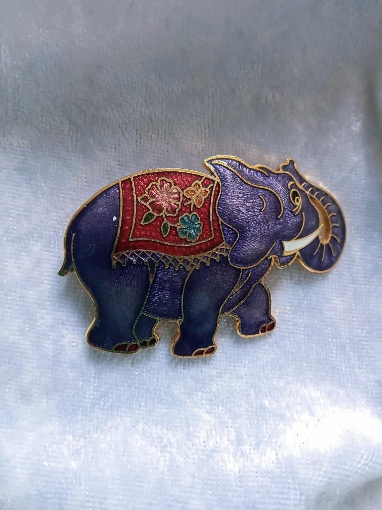 Mooie Cloissonnee Broche - Olifant, Verzenden, Overige materialen, Broche