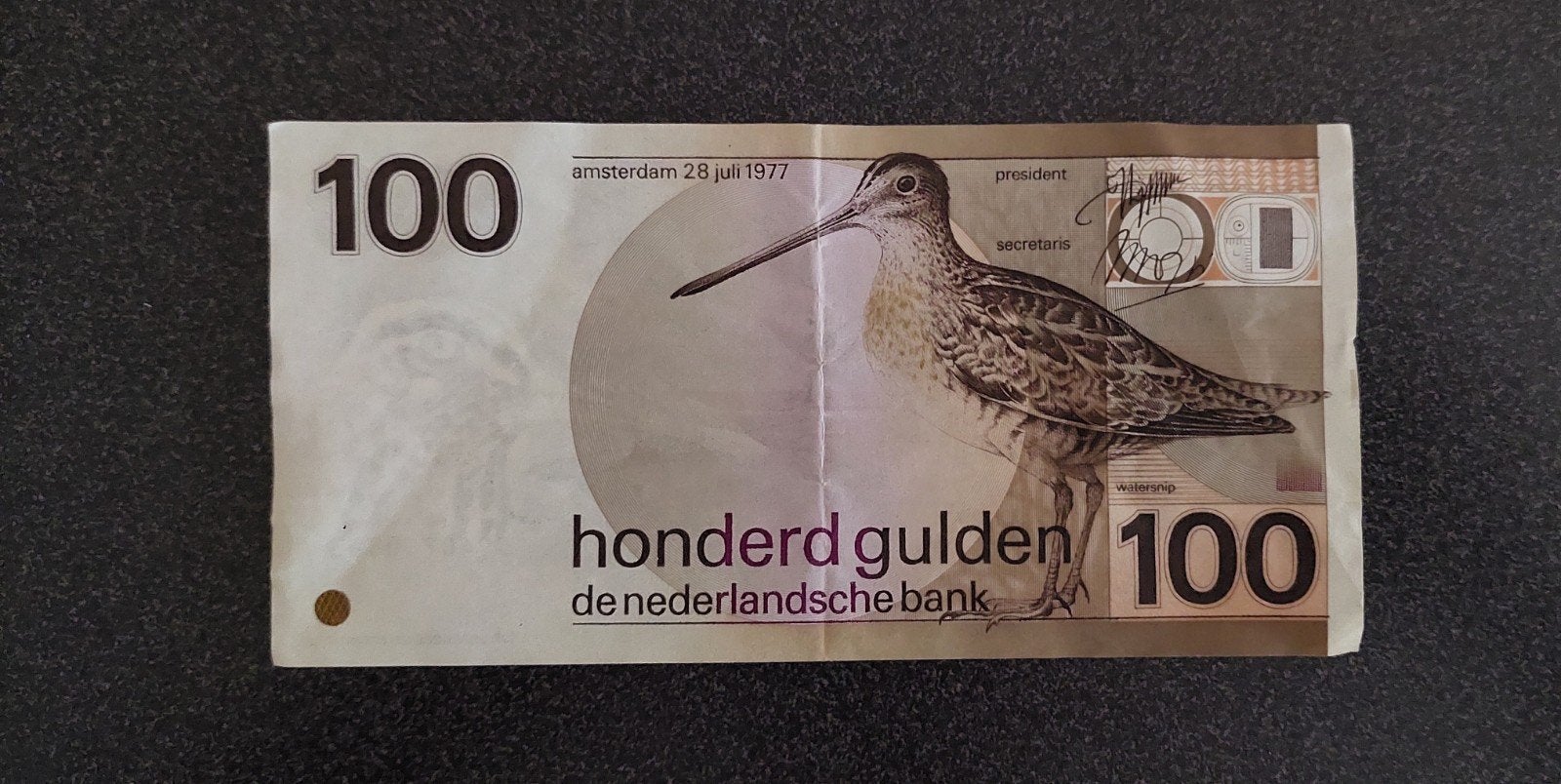 100 Gulden Biljet - Watersnip 1977, Ophalen of Verzenden, 100 gulden