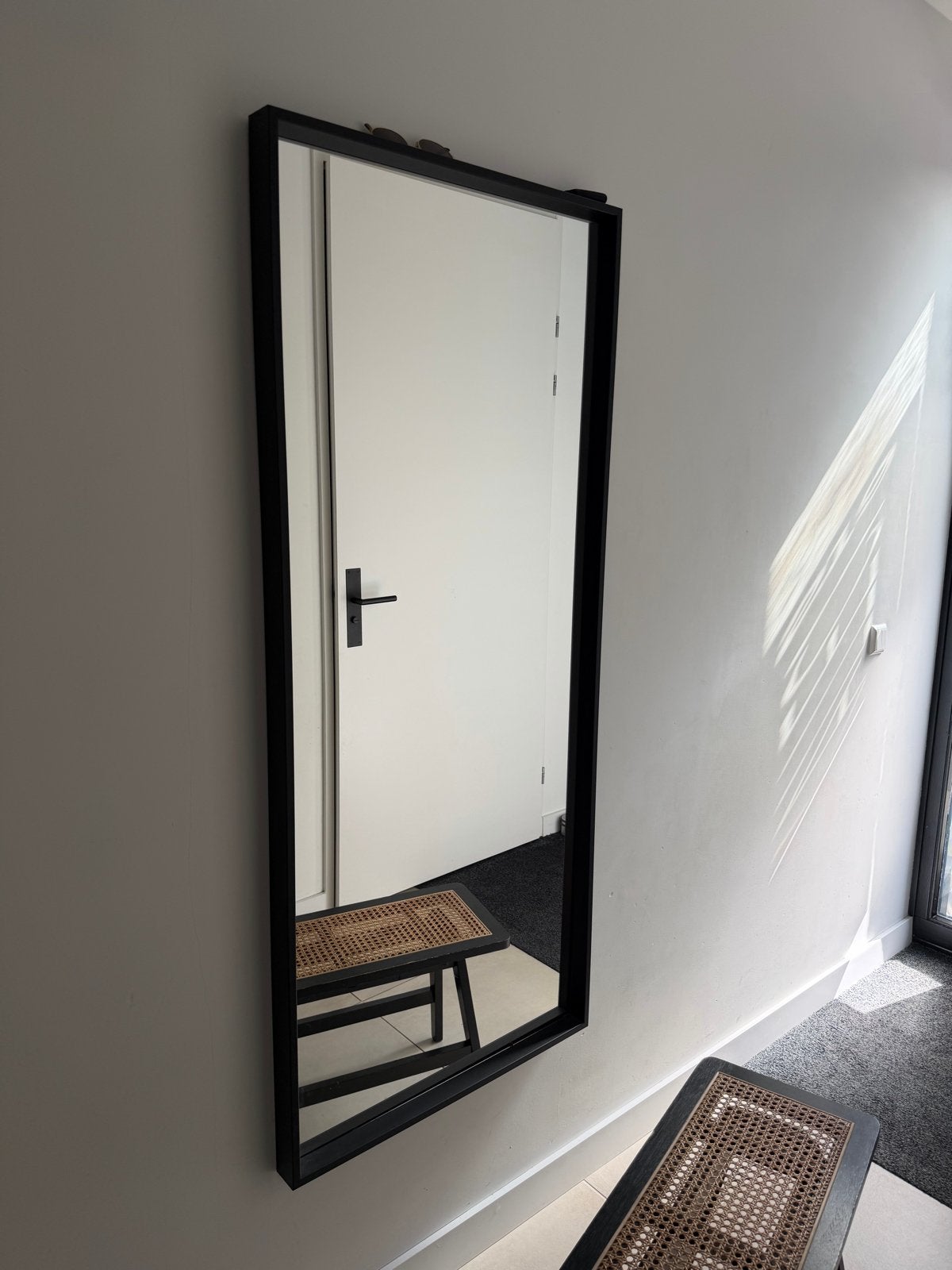 Zwarte spiegel IKEA 150x63 cm, Huis en Inrichting, Ophalen, 100 tot 150 cm, Zo goed als nieuw, Rechthoekig