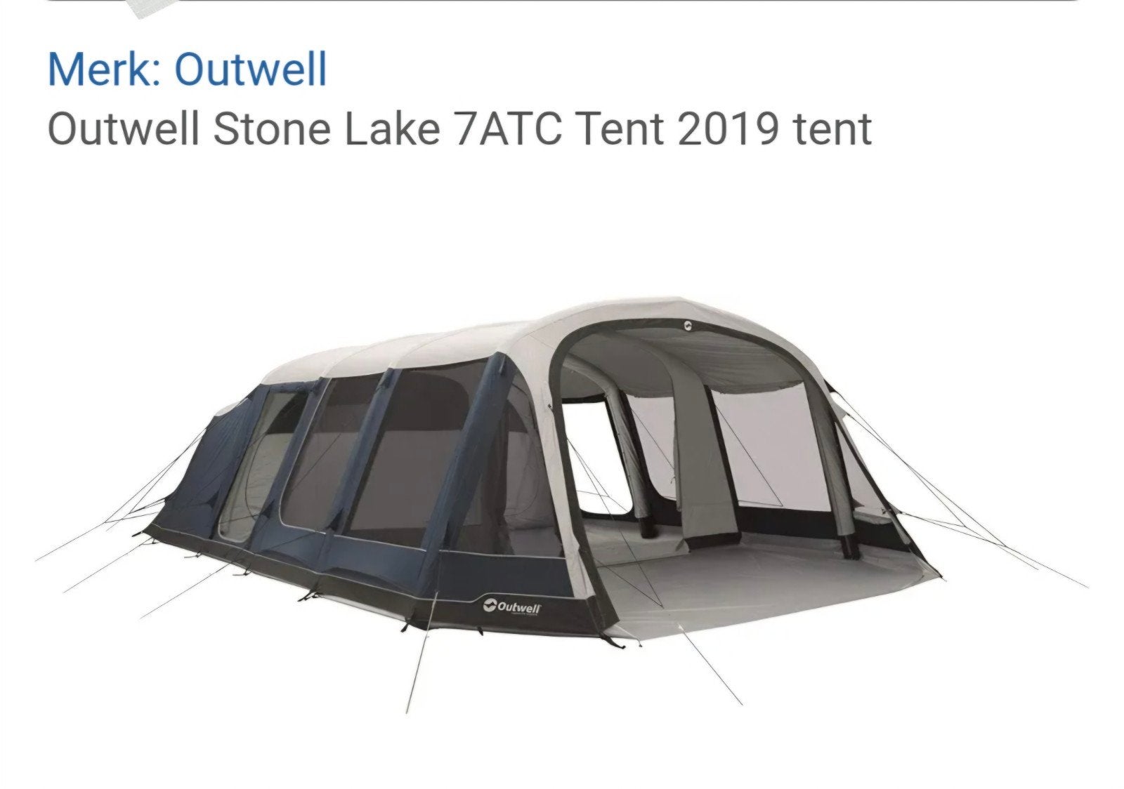 Outwell Stone Lake 7ATC Air Tent - Ruime Gezinntent, Ophalen, Gebruikt, Meer dan 6