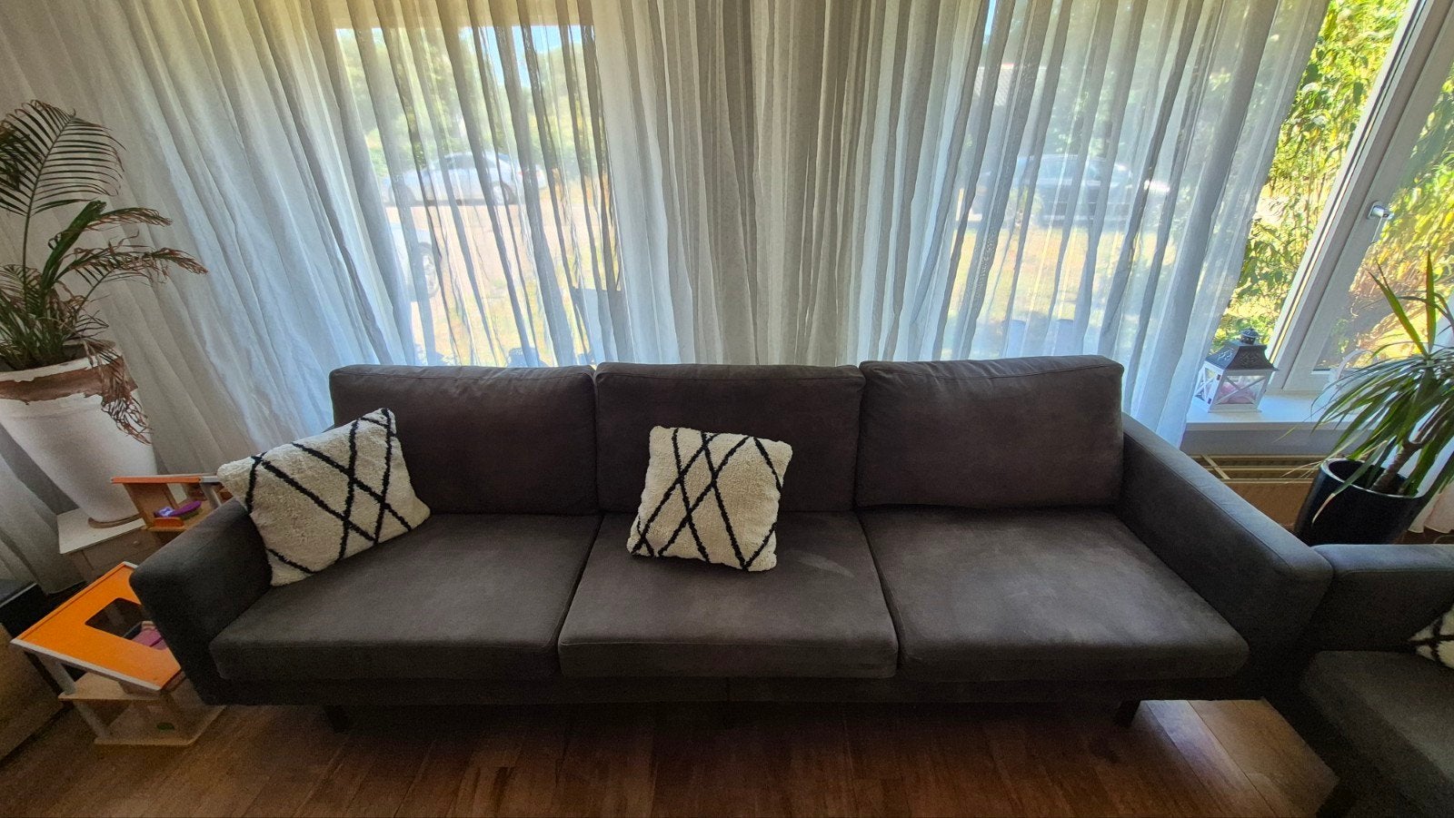 Bank Collin 4-zits en 3-zits  - Antraciet - Zacht comfort, Huis en Inrichting, Banken | Bankstellen, Ophalen, 250 tot 300 cm, Gebruikt