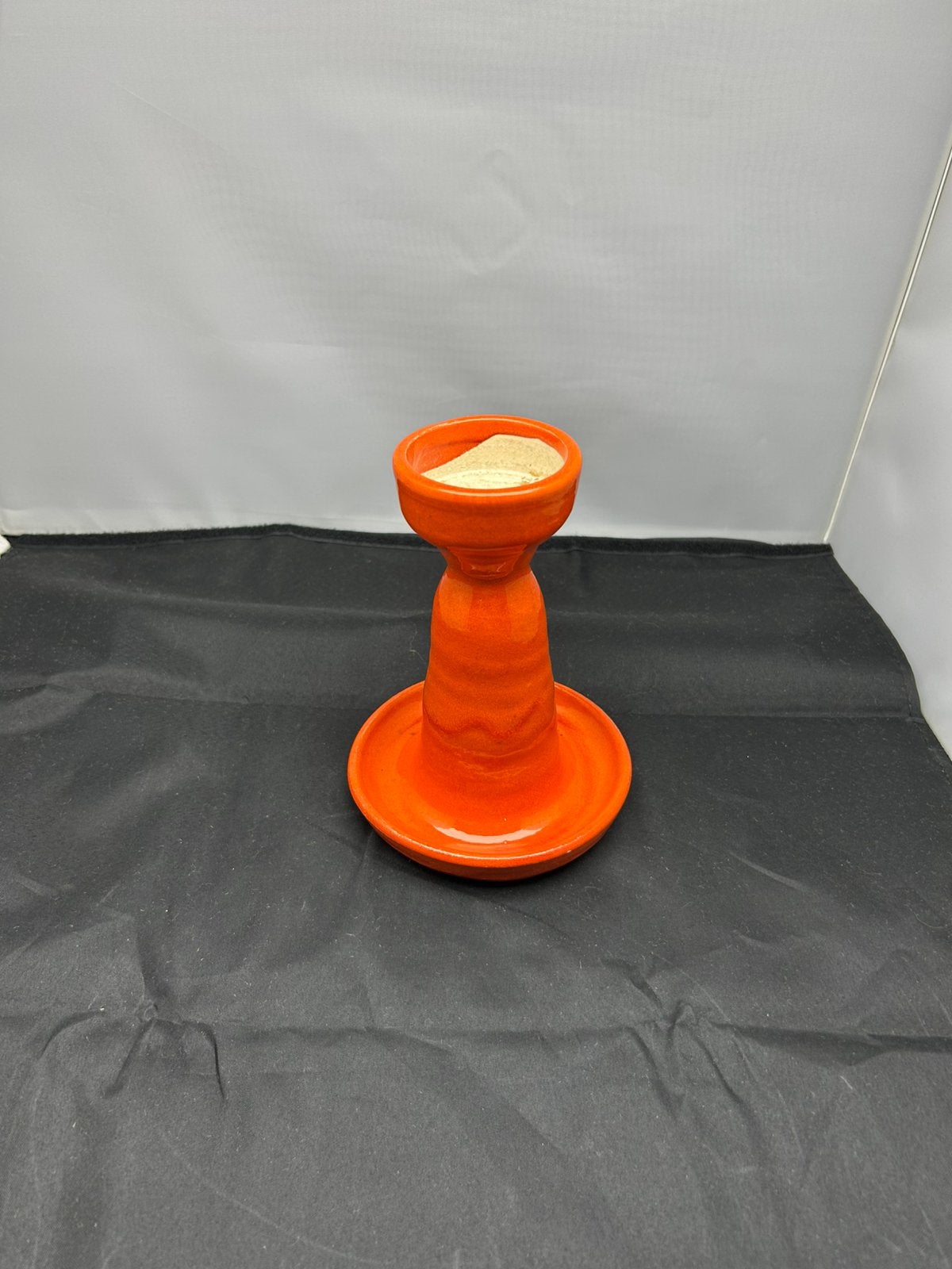 Vintage Oranje Keramiek Blaker Kandelaar - Jaren 60/70 Retro, Huis en Inrichting, Ophalen, Oranje, Zo goed als nieuw, Steen/keramiek