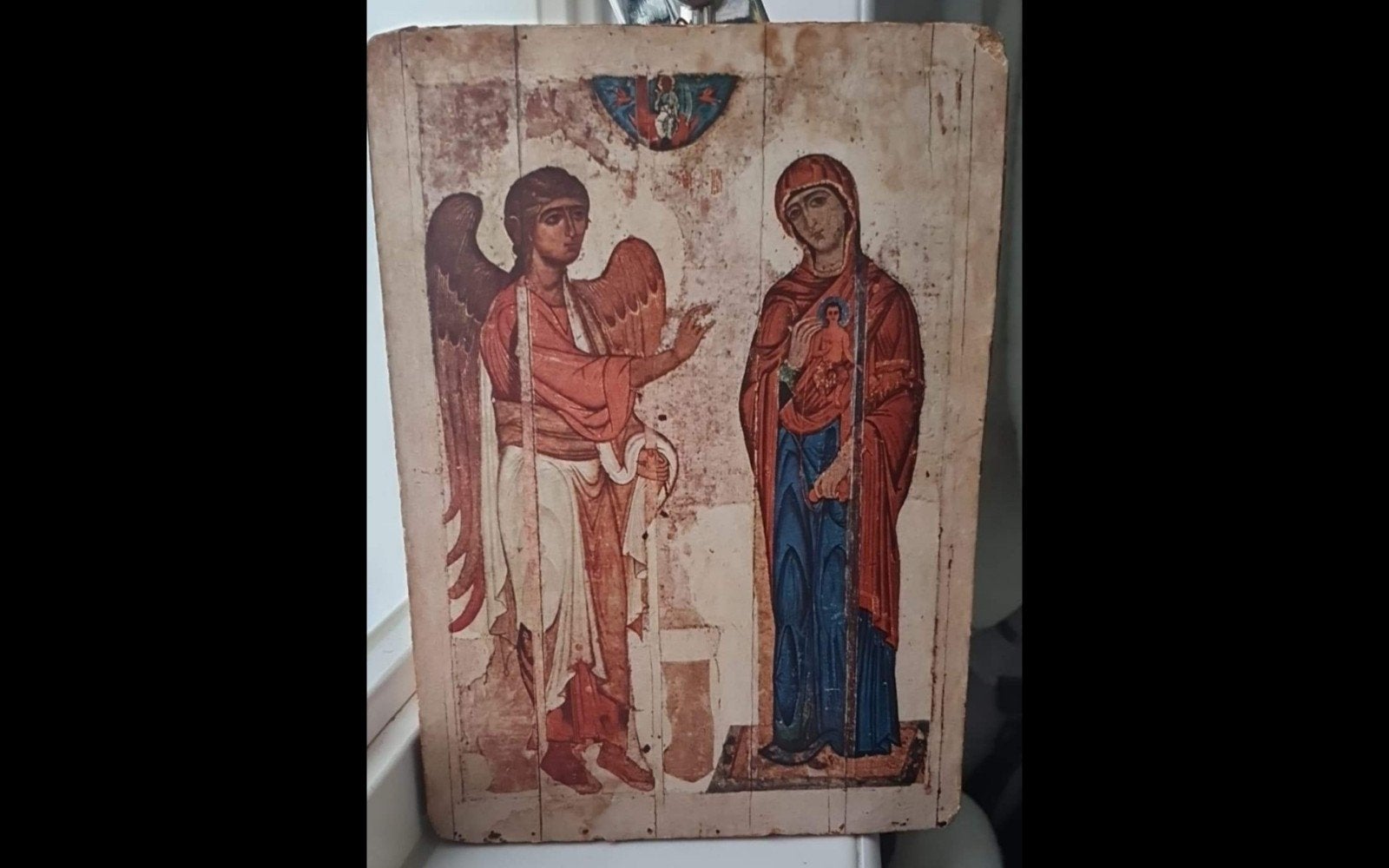 Geërfd. Grote ICOON - verschijning van sint Gabriël en Maria, Ophalen of Verzenden