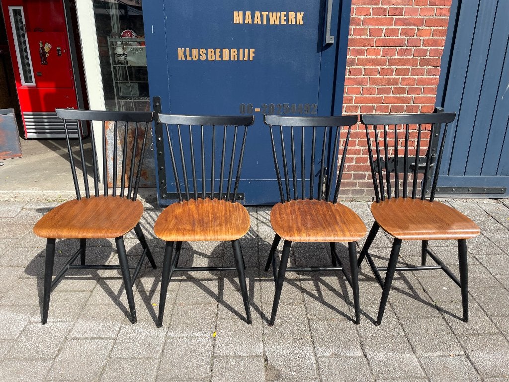 4x Vintage spijlenstoel, AFA Antwerpen '60/'70, Ophalen of Verzenden