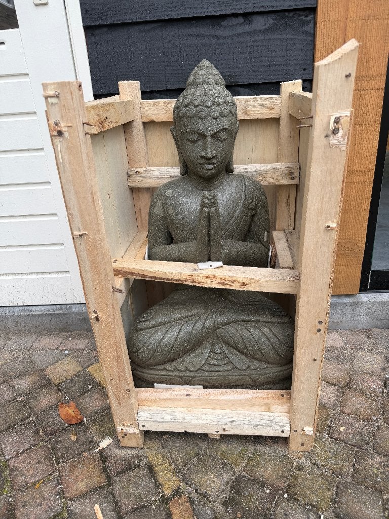 Handgemaakt lavastenen Boeddhabeeld uit Bali, Tuin en Terras, Ophalen, Nieuw, Steen, Boeddhabeeld