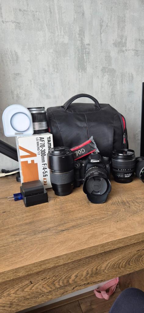 Canon EOS 70D Spiegelreflexcamera met 5 lenzen en accessoire, Spiegelreflex, Canon, Ophalen of Verzenden, Zo goed als nieuw