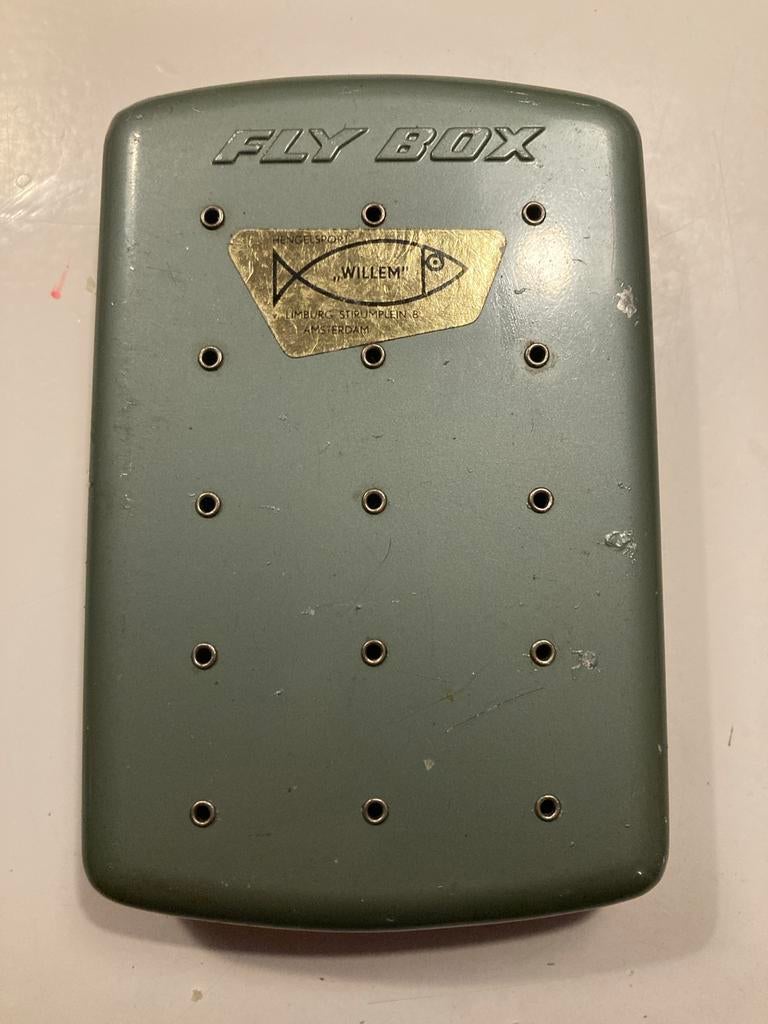 Vintage Fly Box met visvliegen, Watersport en Boten, Ophalen, Haak, Gebruikt, Fly Box