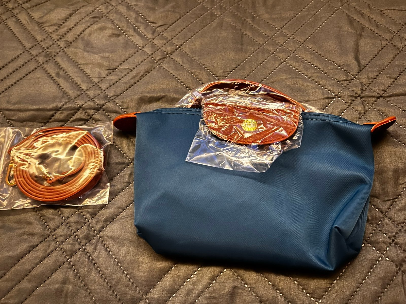 Longchamp met Bruine Details maat S, Ophalen of Verzenden, Nieuw, Blauw, Schoudertasje