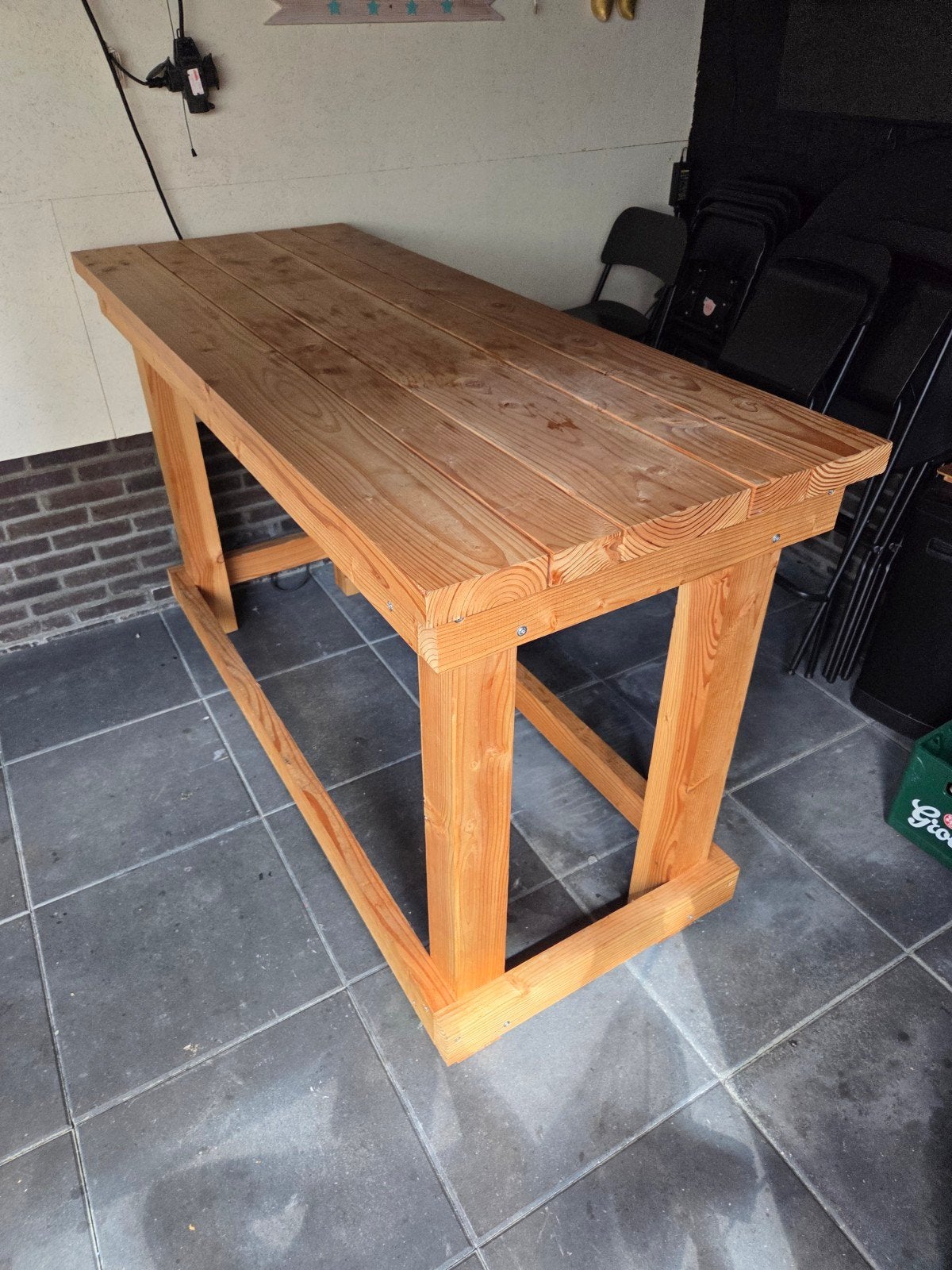 Robuuste douglas sta/bartafel voor binnen en buiten, Ophalen, Gebruikt, 50 tot 100 cm, 150 tot 200 cm