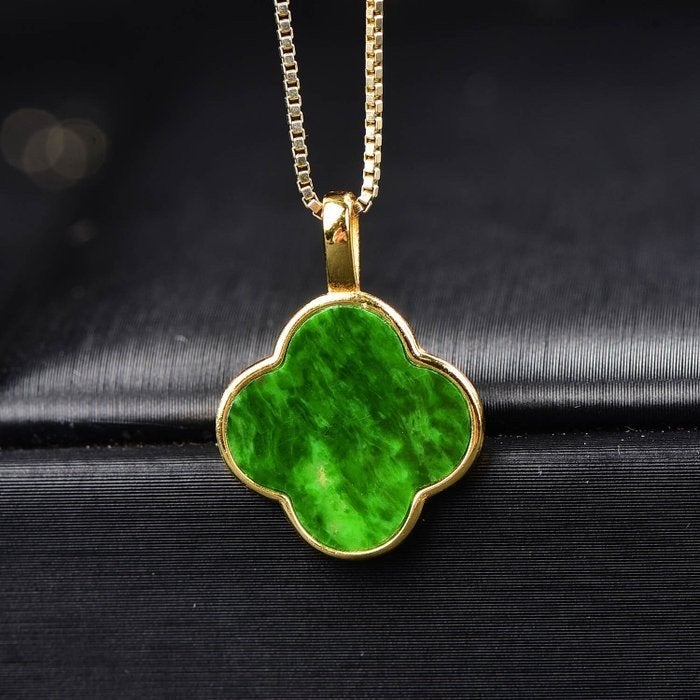 Natuurlijke Jadeïet Jade  18k goud-verguld ketting, Sieraden, Tassen en Uiterlijk, Kettingen, Nieuw, Ophalen of Verzenden, Steen of Mineraal