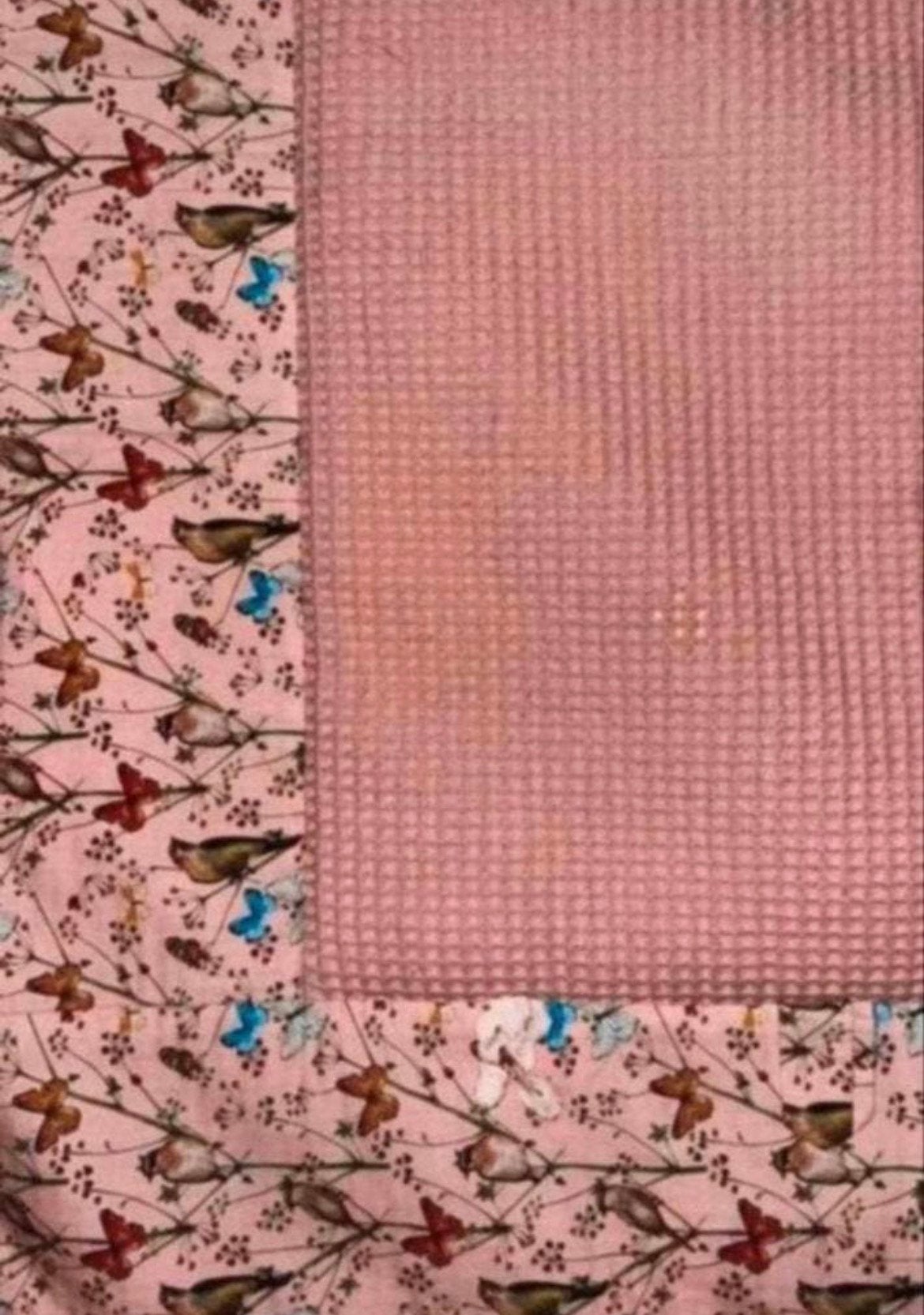 Boxkleed lichtroze met vogeltjes en vlinder, Ophalen of Verzenden, Nieuw, Rechthoekig, Boxkleed