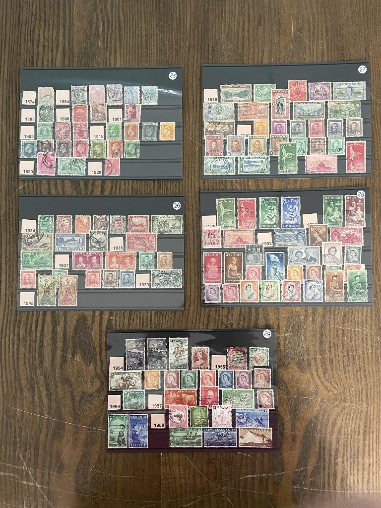 postzegels Nieuw Zeeland 1874/1958 kaart 25+26+27+28+29, Verzenden