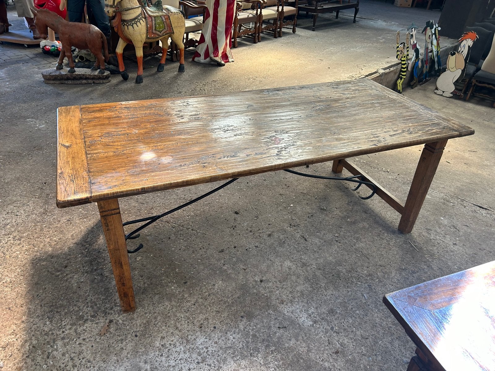 Prachtige oude houten tafel - 220x100x77 cm, Ophalen