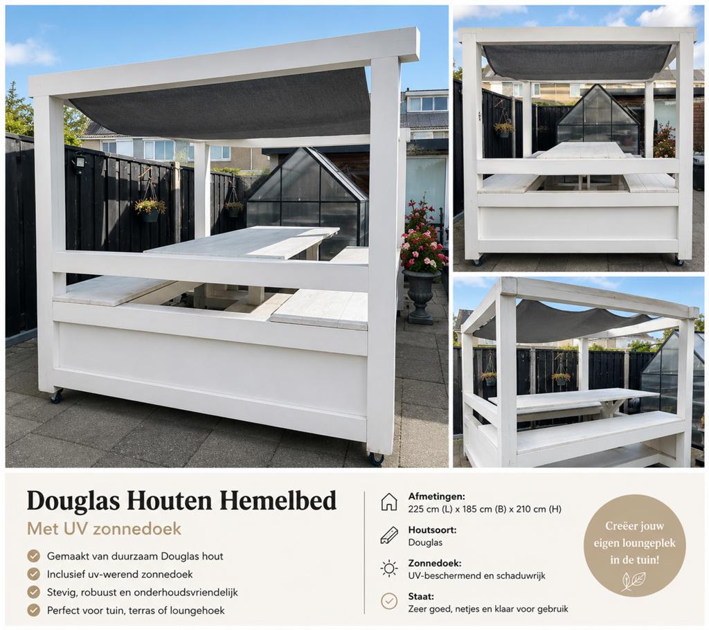 Douglas houten hemelbed/zitje, Tuin en Terras, Tuinsets en Loungesets, Ophalen, Nieuw, Hout, 2 zitplaatsen
