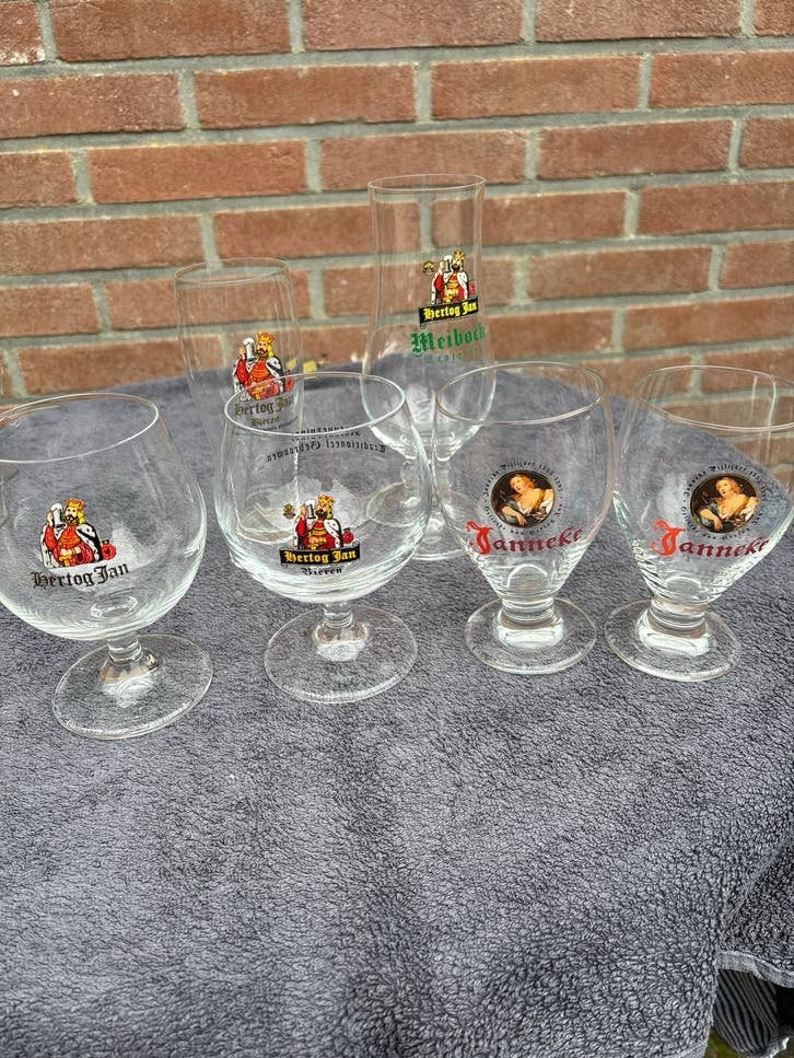 Hertog Jan bierglazen - Diverse modellen, Ophalen of Verzenden, Gebruikt, Glas of Glazen, Hertog Jan