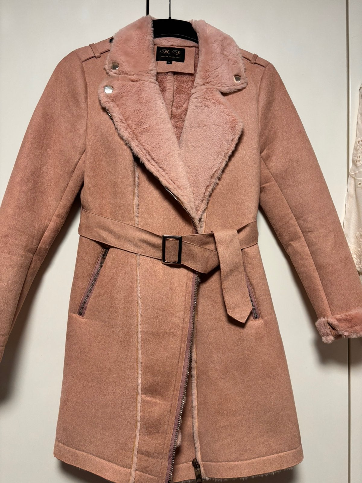 Roze bont lammie, Ophalen of Verzenden, Zo goed als nieuw, Maat 38/40 (M), Roze