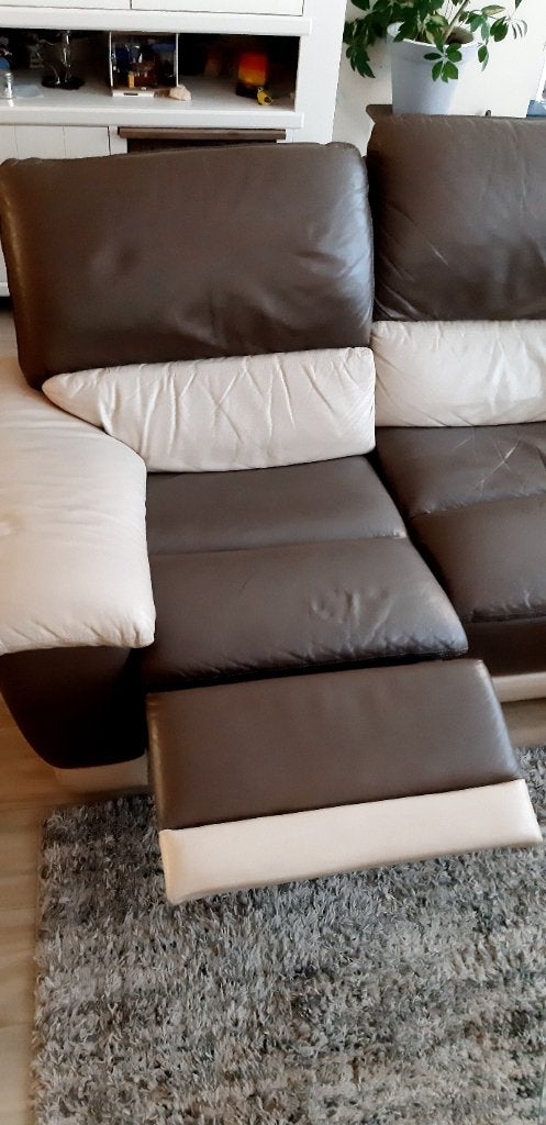 Leren bankstel met relaxfunctie, Huis en Inrichting, Banken | Bankstellen, Ophalen, Gebruikt, Rechte bank, 200 tot 250 cm
