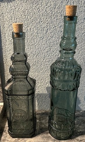Groene sierflessen, Ophalen of Verzenden, Minder dan 50 cm, Groen, Glas