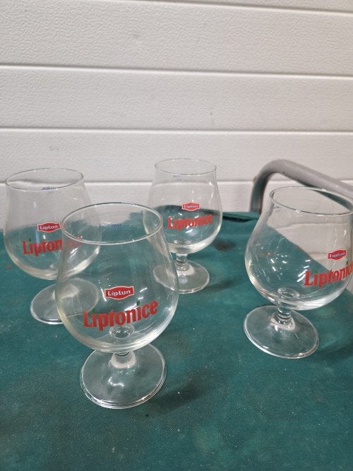 liptonice glazen 4 x originel, Ophalen of Verzenden, 'T Olde Gre-j, Info@toldegrej.nl, Endepoelstraat 20f Didam