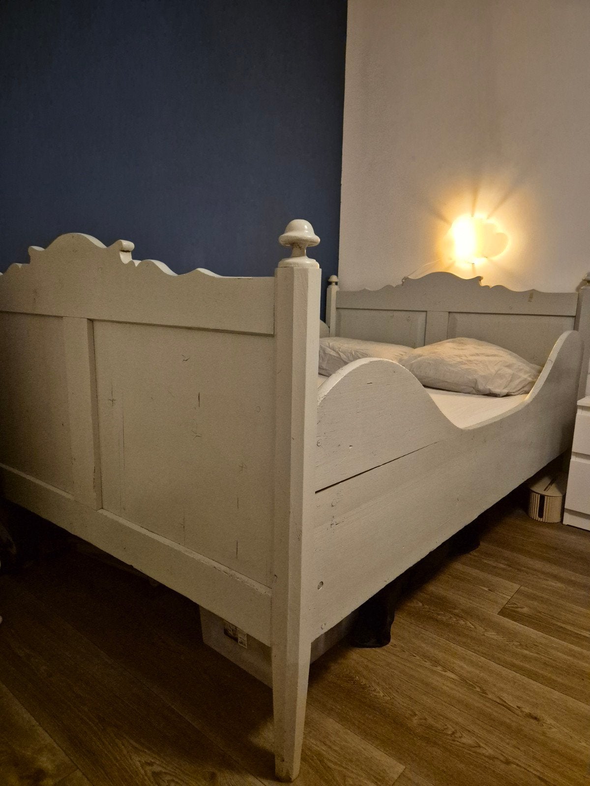 Vintage houten twijfelaar(1m80x1m30) met metalen lat, Ophalen, Gebruikt, Vintage, Klassiek, Grijs