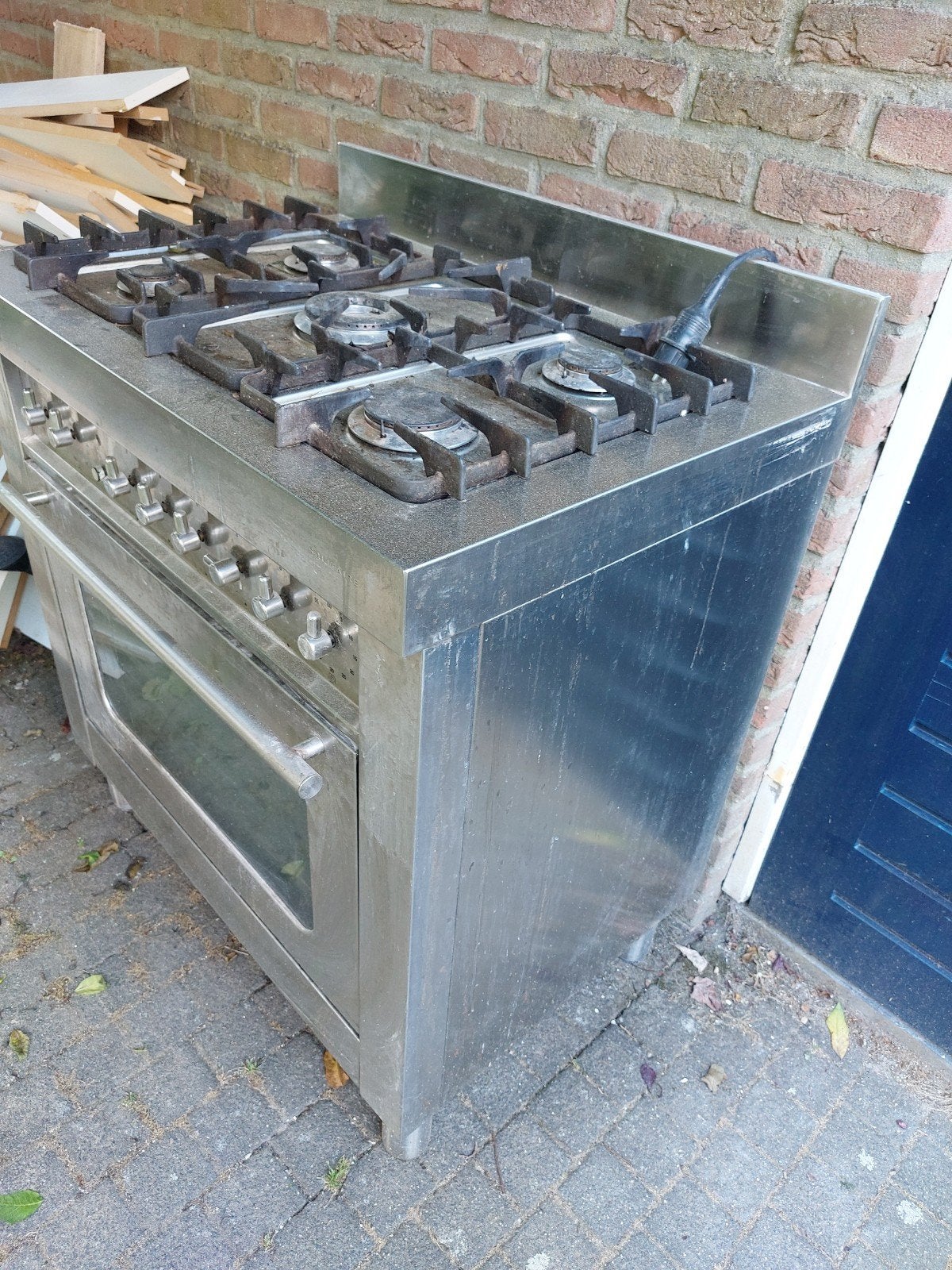 Fornuis met oven, 5-pits gasfornuis, RVS, Ophalen, Gebruikt, 60 cm of meer, Gas