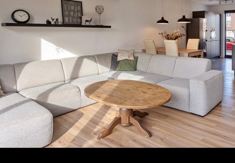 Grijze hoekbank 6 zits, Huis en Inrichting, Banken | Complete zithoeken, Ophalen, Gebruikt, Stof
