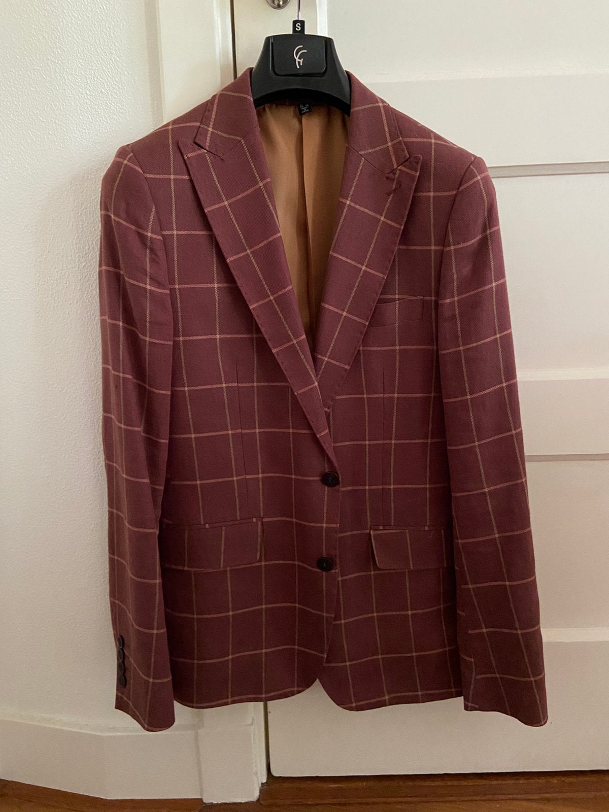 Rood geruit colbert maat 48 Gianni Feraud, Kleding | Heren, Ophalen of Verzenden, Zo goed als nieuw, Maat 48/50 (M), Rood