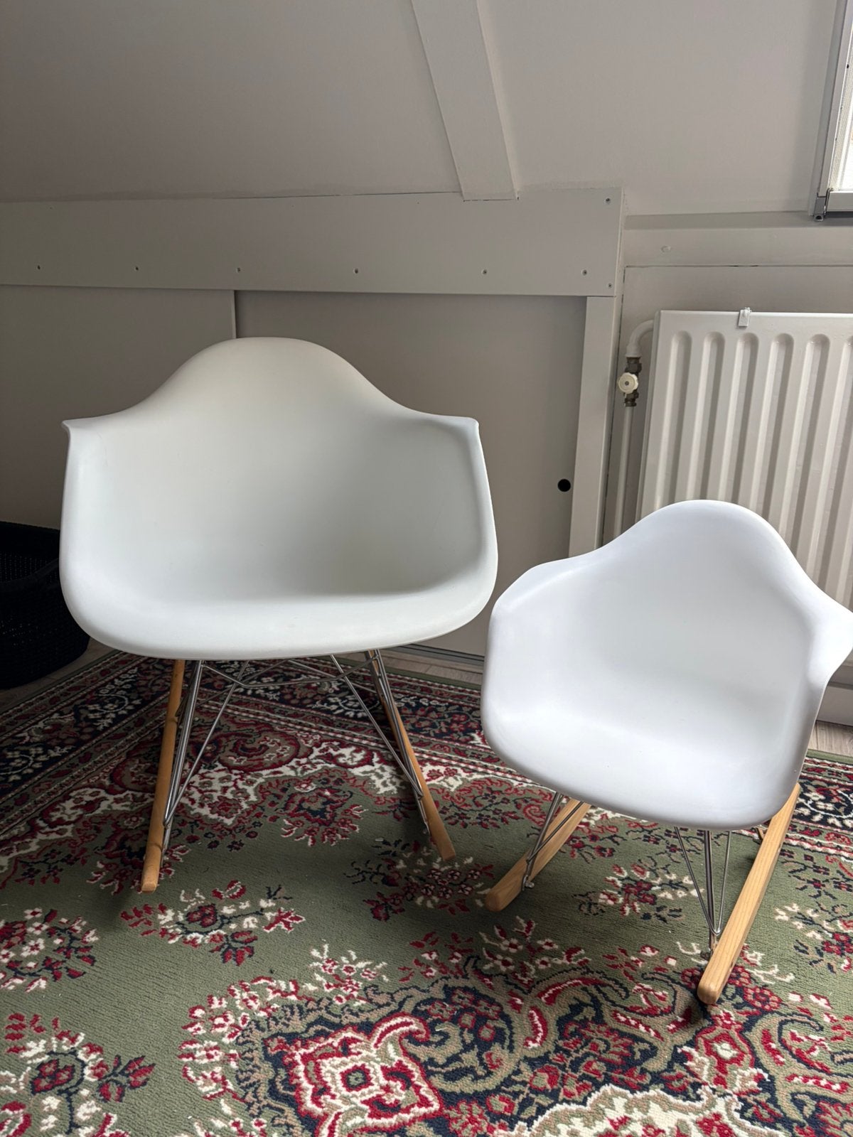 Schommelstoel set, Huis en Inrichting, Stoelen, Ophalen, Zo goed als nieuw, Wit, Kunststof