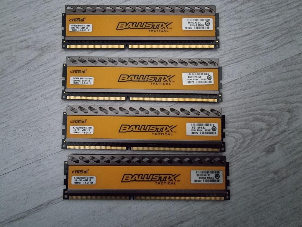 Crucial Ballistix Tactical (4 X 4 GB), Computers en Software, RAM geheugen, Ophalen, Gebruikt, DDR3, Desktop