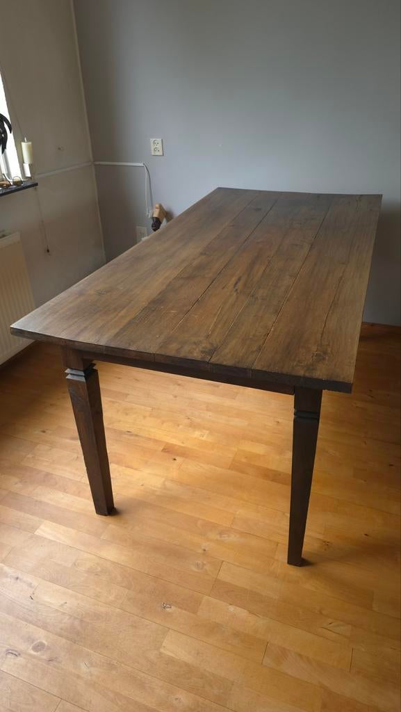 Donkerbruine Wengéhouten Eettafel met Lade (180x90cm), Ophalen, Gebruikt, Donkerbruin, 50 tot 100 cm