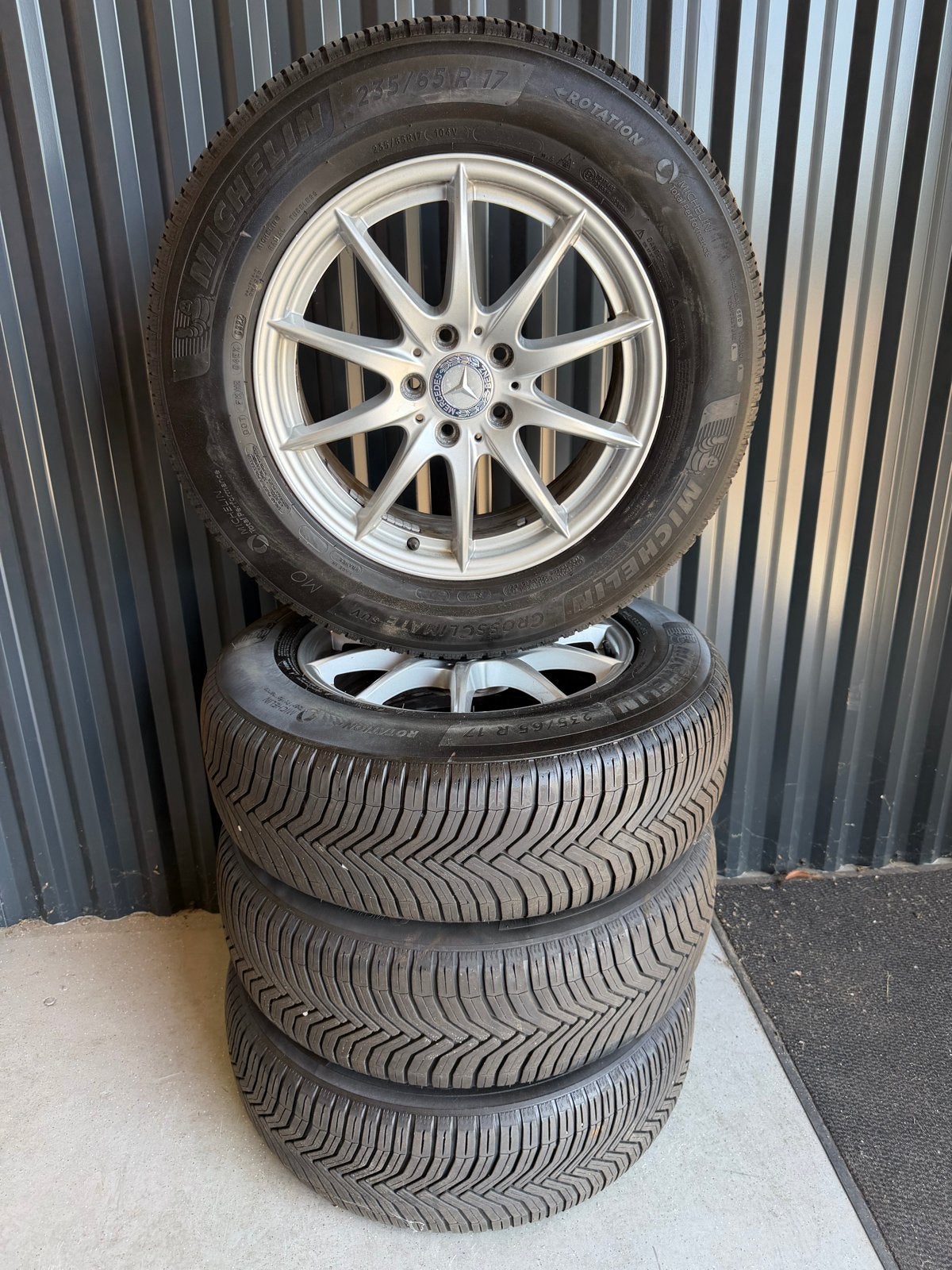 Complete set Mercedes ML 17” 5,5MM All-season 5x112, Gebruikt, Banden en Velgen, 17 inch, Ophalen of Verzenden