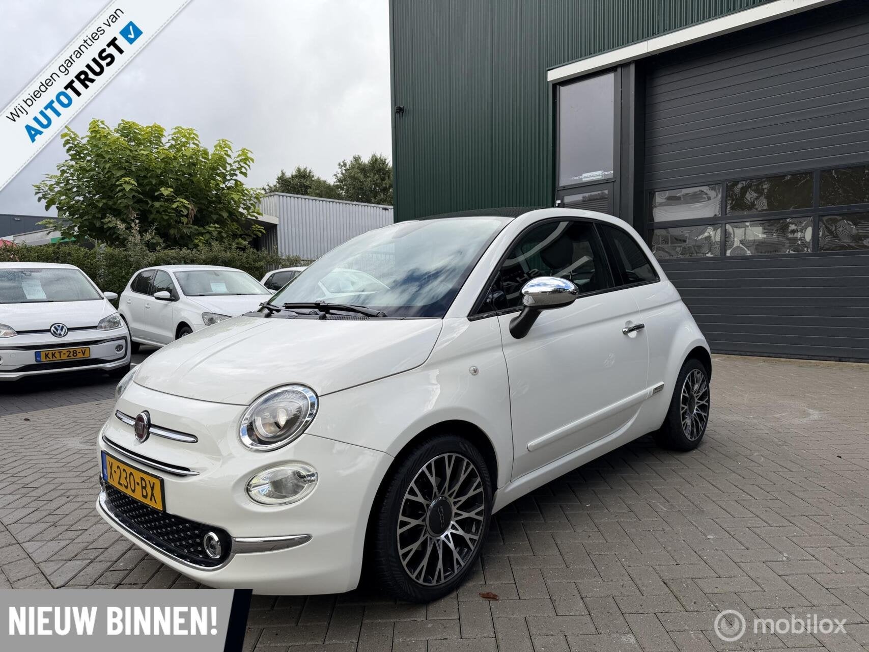 Fiat 500 1.0 Hybrid Launch Edition CarPlay|Pano|Leder|Navi|, Auto's, Euro 6, 4 stoelen, Wit, Leder