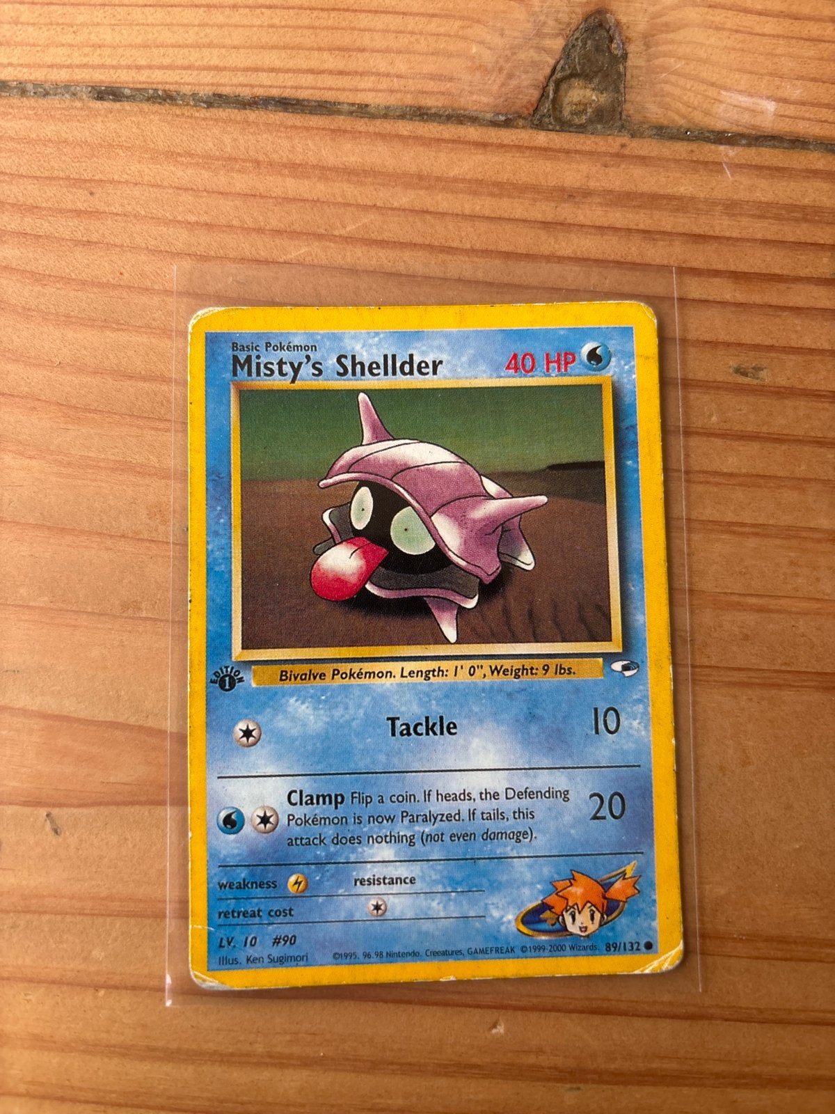 1st edition Misty's Shellder Pokémon Kaart - Wizards 89/132, Ophalen of Verzenden, Gebruikt, Losse kaart