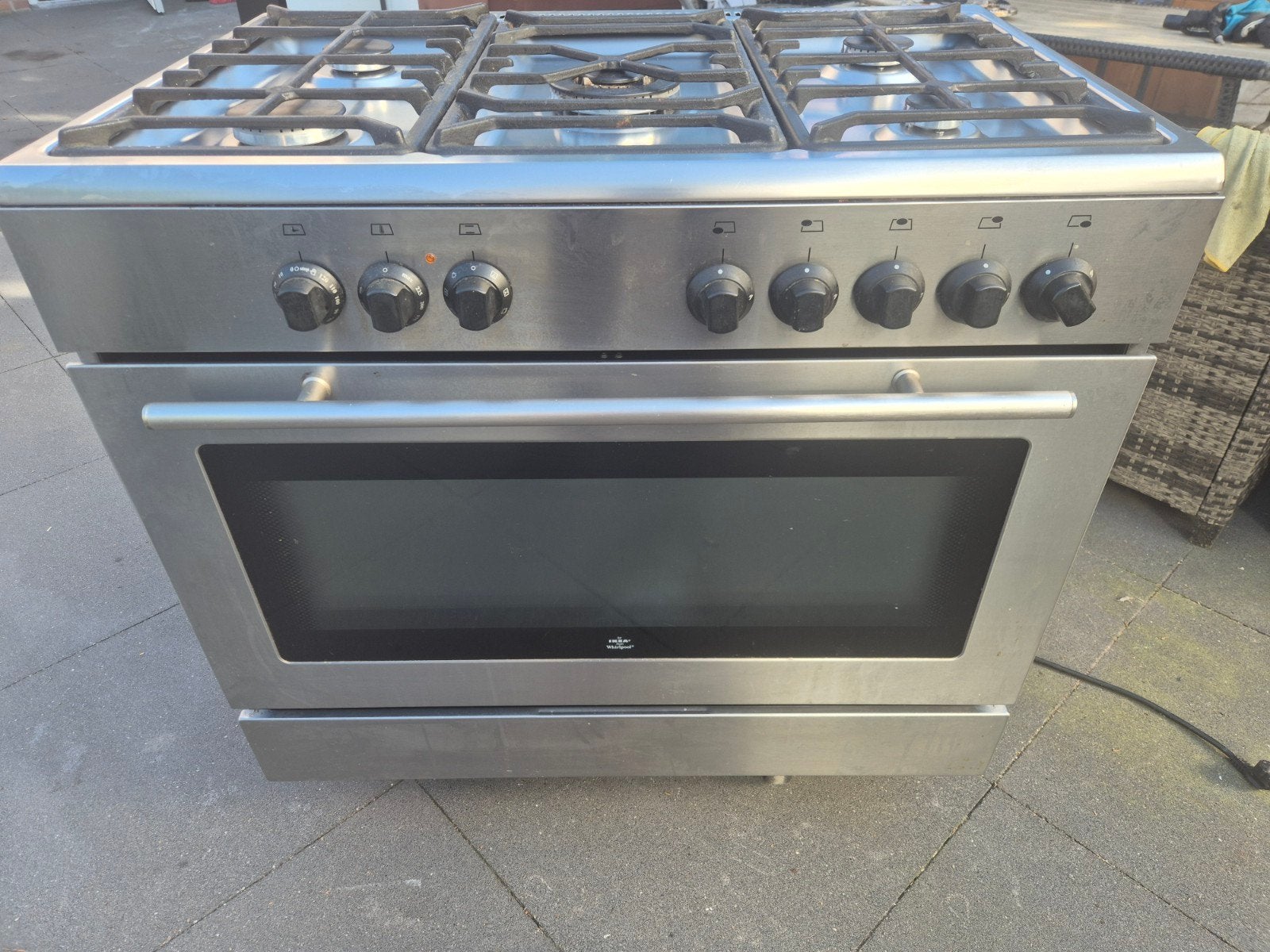 Whirlpool 5-pits gasfornuis met elektrische oven, Witgoed en Apparatuur, Ophalen, Gebruikt, 60 cm of meer, Gas