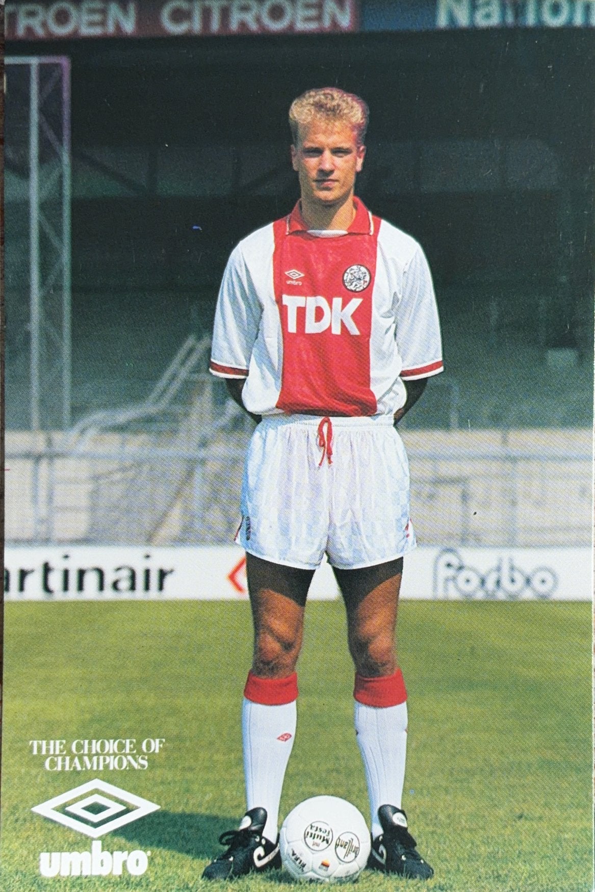 Spelerskaart Dennis Bergkamp - AFC Ajax Amsterdam - 1990/91, Verzamelen, Verzenden, Zo goed als nieuw, Ajax, Spelerskaart