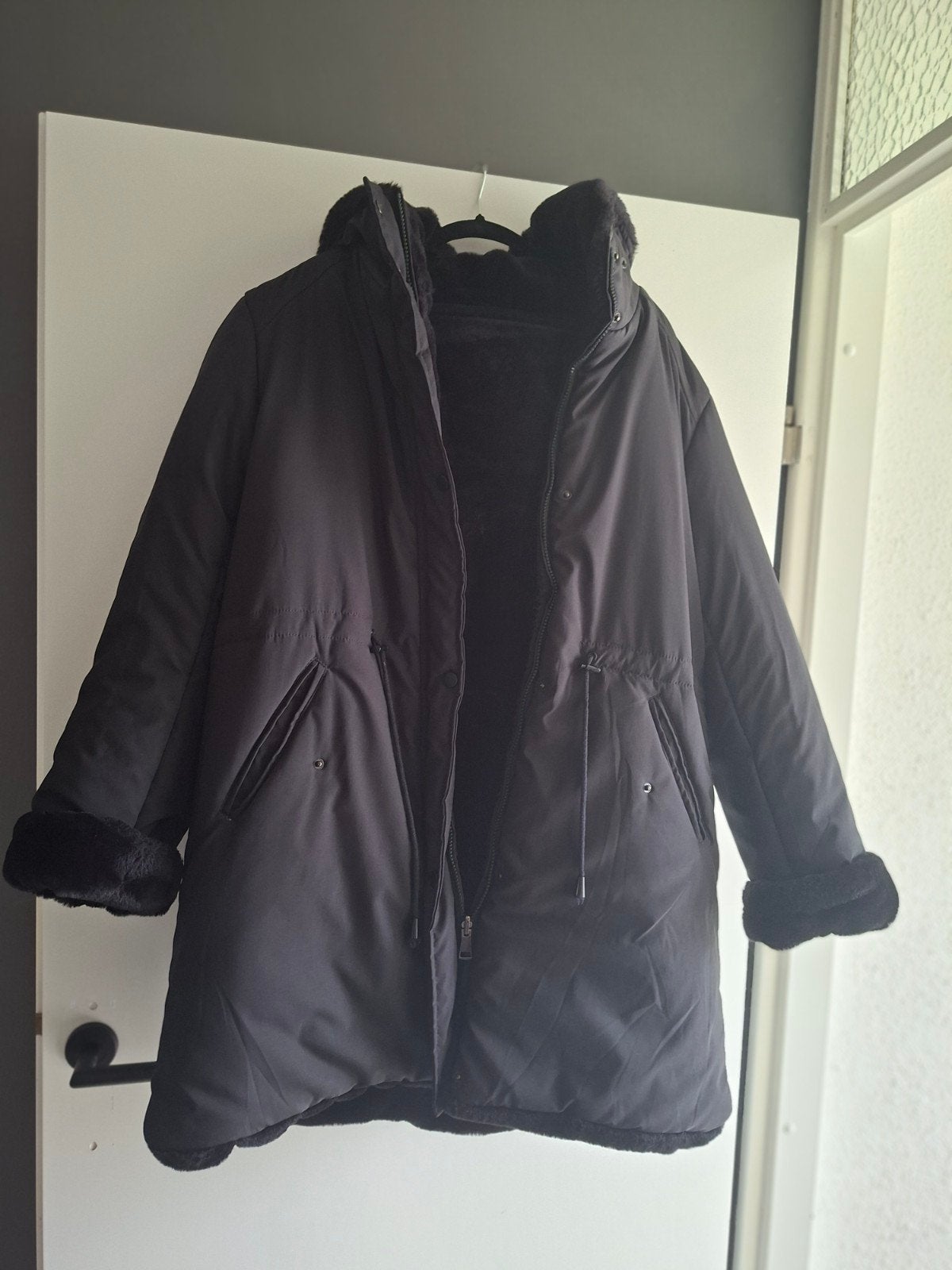 dames jas, Ophalen of Verzenden, Zo goed als nieuw, Maat 46/48 (XL) of groter, Zwart
