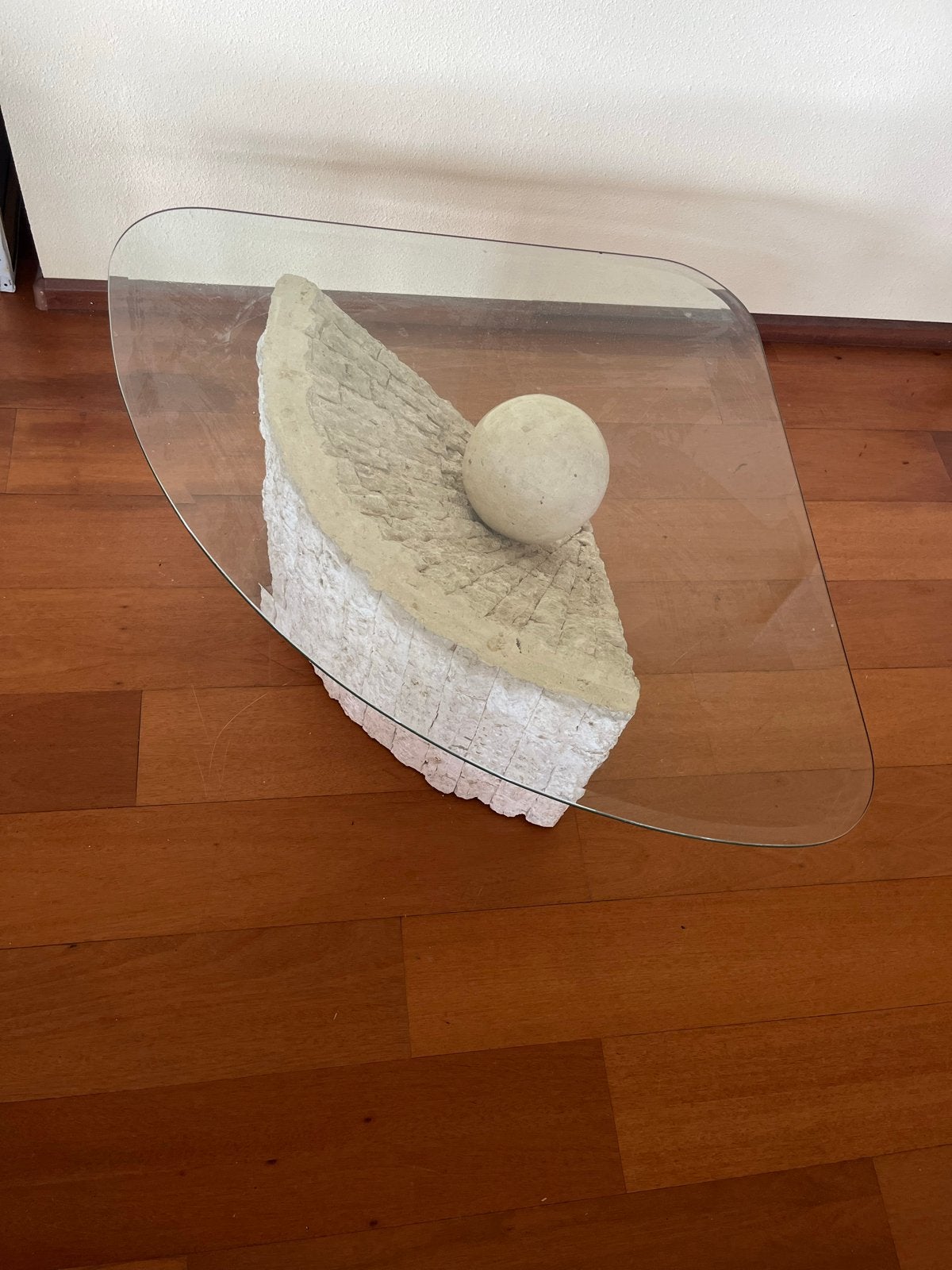 Vintage fossiele stenen salontafel Pierre Magnussen Ponte, Ophalen, Overige materialen, Gebruikt, 50 tot 100 cm