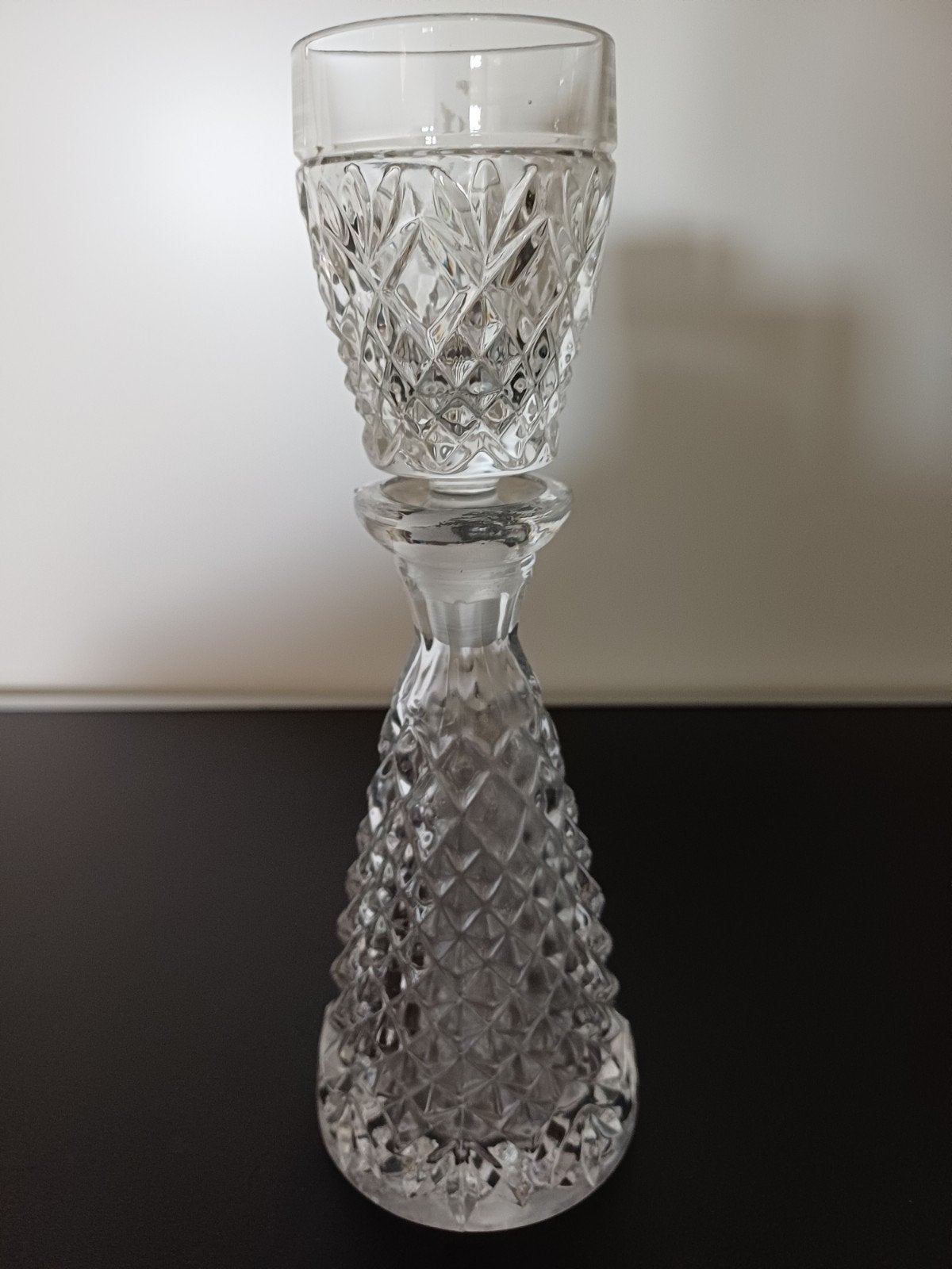 Vintage kristallen karaf met glas, Ophalen of Verzenden