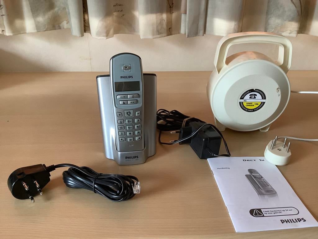 Philips vaste telefoon icl handleiding en verlenghaspel, Ophalen of Verzenden, Gebruikt, 1 handset