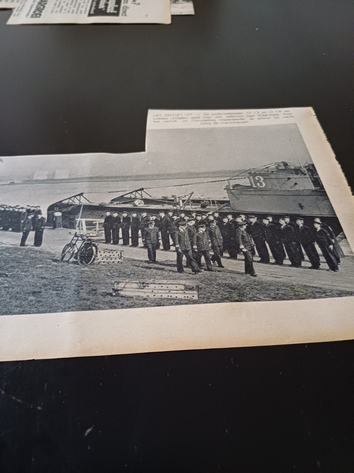 knipsel onderzeeboten O 13 en O 14 1939, Ophalen of Verzenden, Zo goed als nieuw, Kaart, Foto of Prent