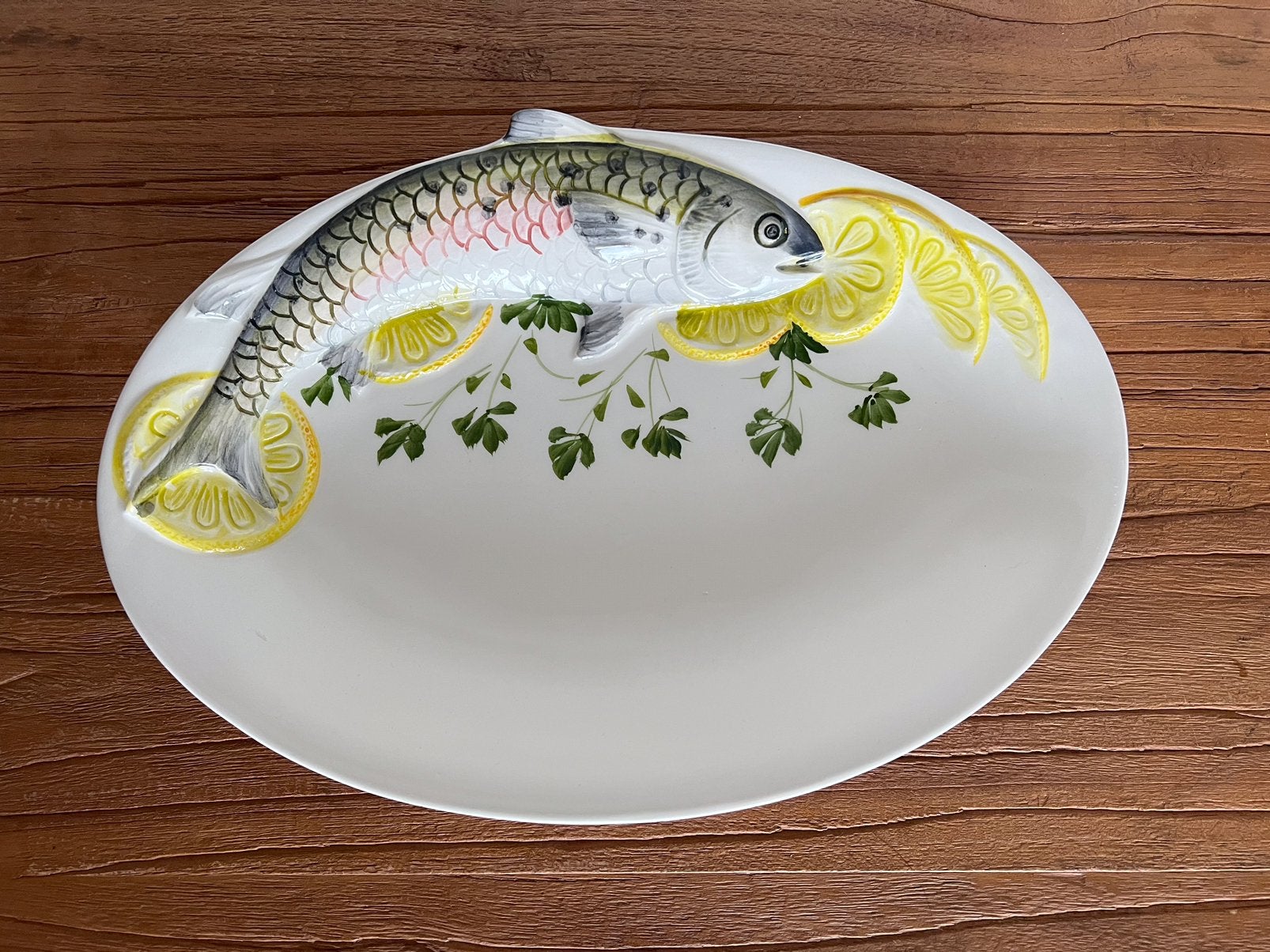 Ovaal schaal forel citroen 32 cm Bassano keramiek - NIEUW, Ophalen of Verzenden, Nieuw, Keramiek, Schaal of Schalen