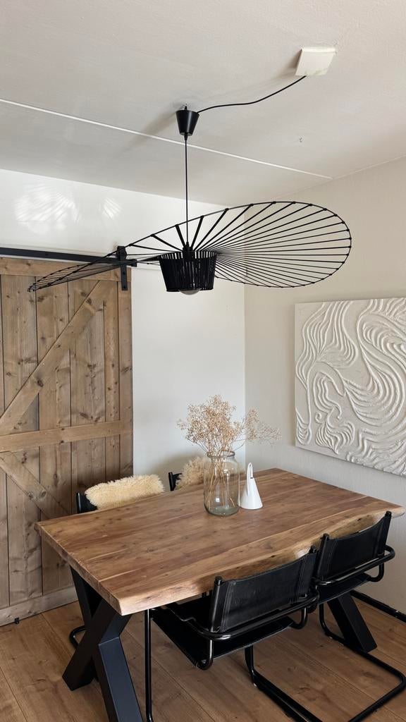 Vertigo lamp 130cm - Zwart design hanglamp, Huis en Inrichting, Lampen | Hanglampen, Ophalen, Zo goed als nieuw, Metaal, 75 cm of meer