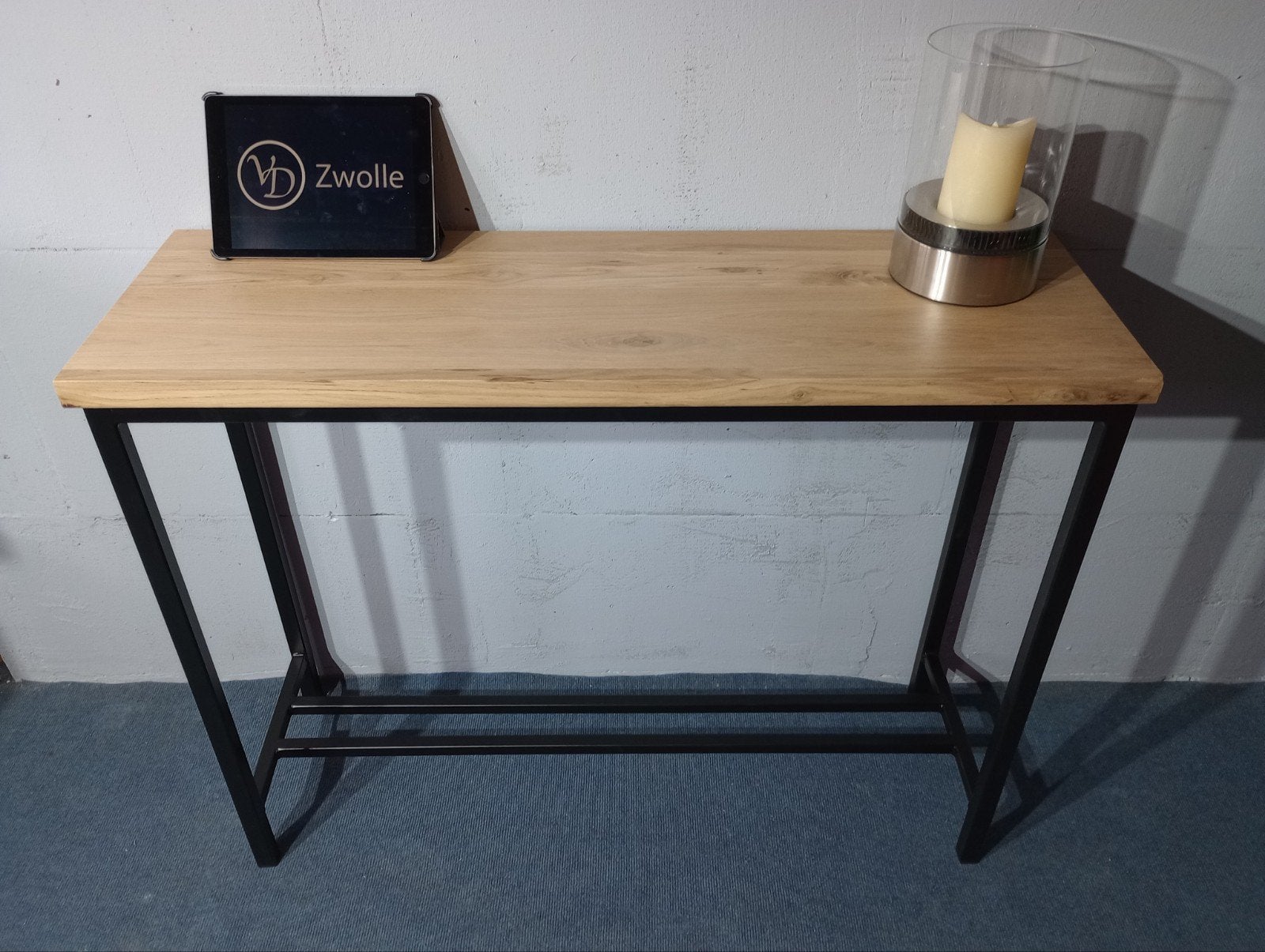 NIEUW! Wandtafel / side-table industrieel eiken strak design, Huis en Inrichting, 100 tot 150 cm, Nieuw, Ophalen of Verzenden